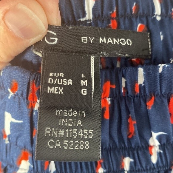 MNG by Mango Pull on Navy, Red, and White Bird Print Skirt size m - Picture 3 of 6